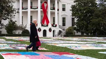 Biden Displays AIDS Memorial Quilt at White House to Observe World AIDS Day 