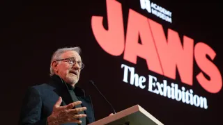 Steven Spielberg Celebrates 'Awesome' 50th Anniversary 'Jaws' Exhibition at Academy Museum